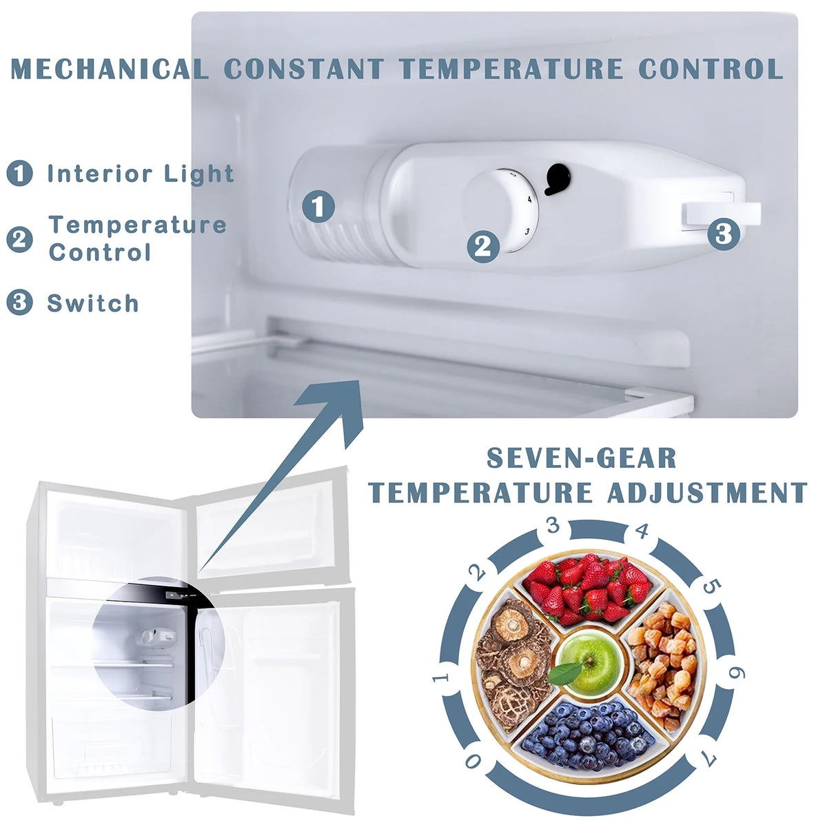 3.2 Cu ft Compact Mini Refrigerator Separate Freezer Z3589
