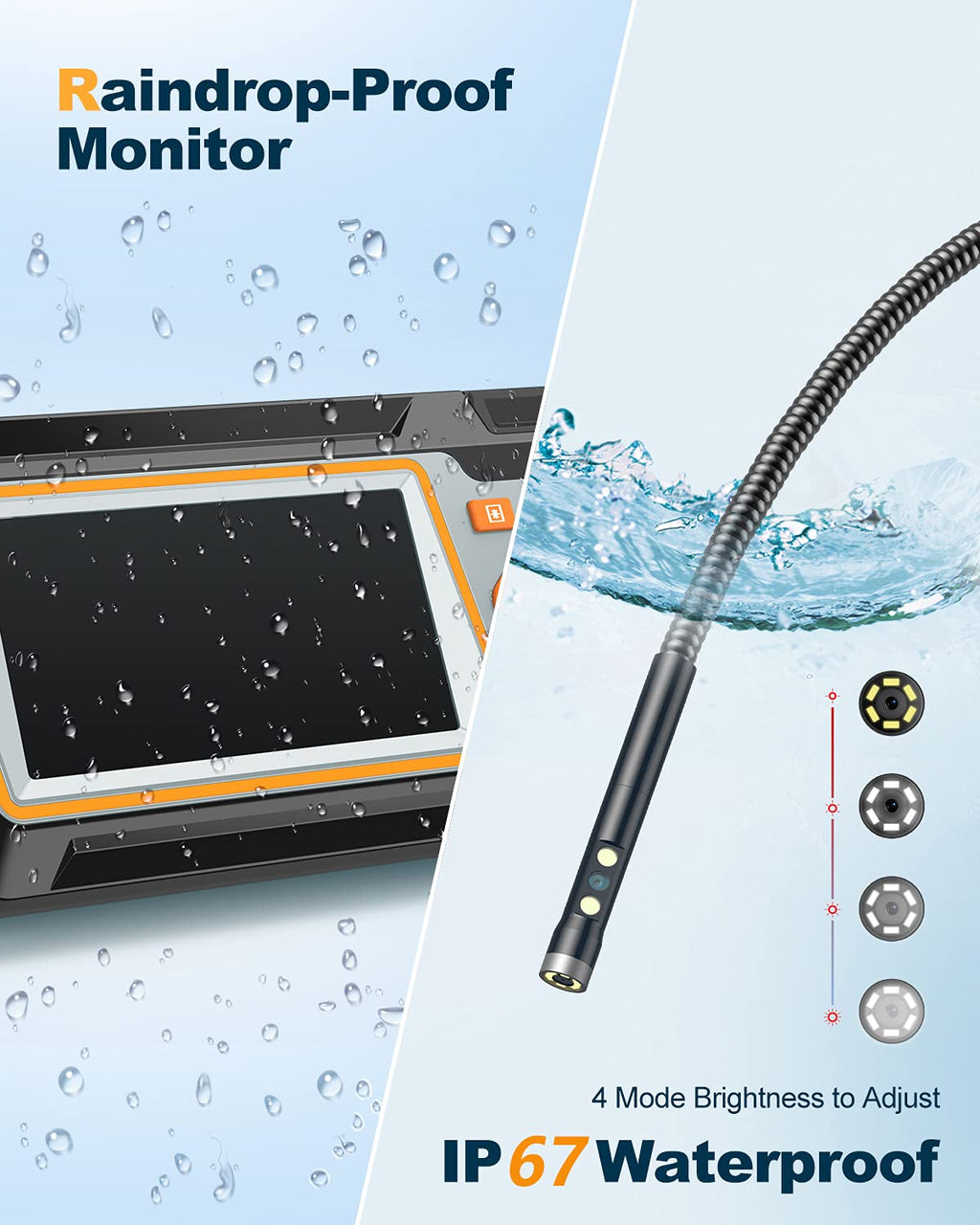 Dual Lens 1080P HD Borescope Endoscope Camera with 4.3' IPS Screen K174599
