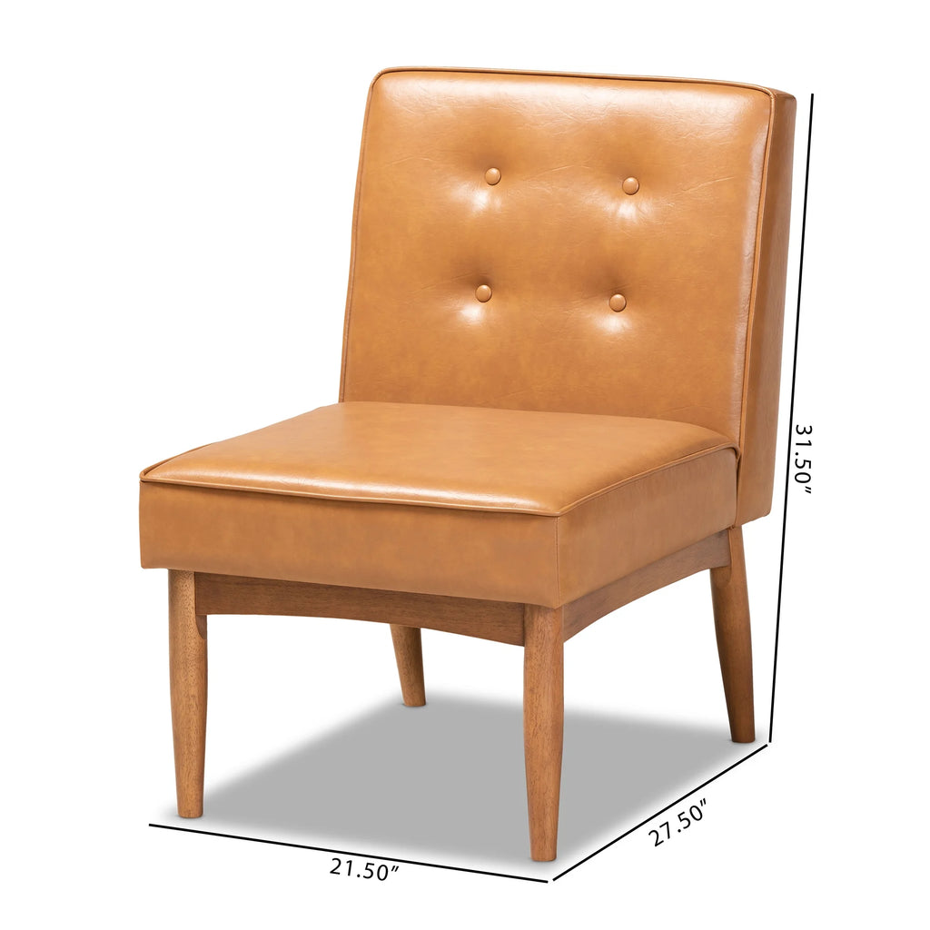Tan Faux Leather Upholstered Wood Dining Chair B765735