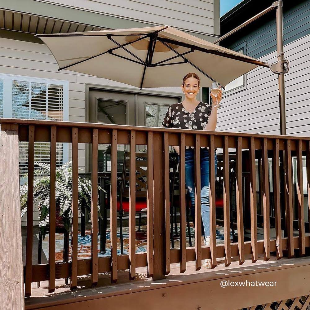 Blue Offset Cantilever Umbrella with Cross Base Y16886