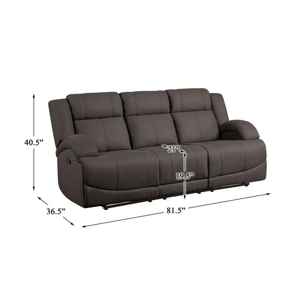 Chocolate Wood & Fabric Double Reclining Sofa X93699