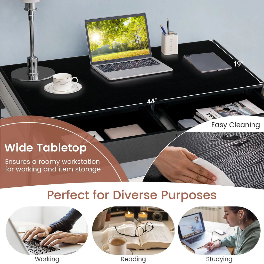 Black Computer Desk with Drawers I862