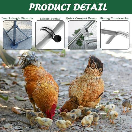 Metal Chicken Coop with Run, 19.6'x9.8'x6.4' N465