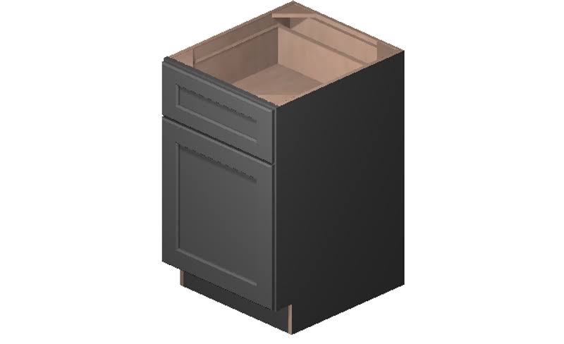 Grey 1 Door 1 Drawer Base Cabinet with 2 Rollout Shelves L466