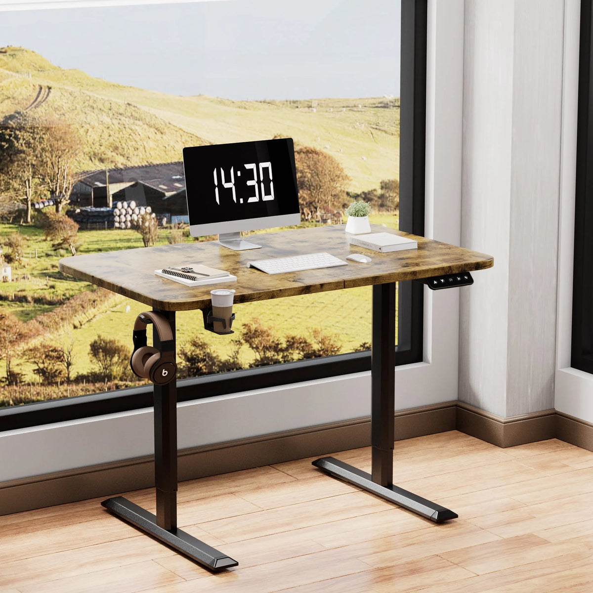 Electric Height Adjustable Standing Desk, 43 inch White V46252