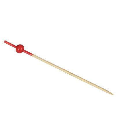 Bamboo Skewer Pick with Red Bead and Red Dipped End, 3.5 inch W822