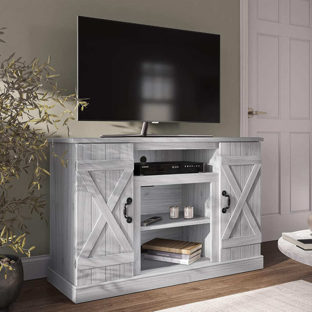 Industrial Electric Fireplace TV Stand with Open Storage Shelves L98702