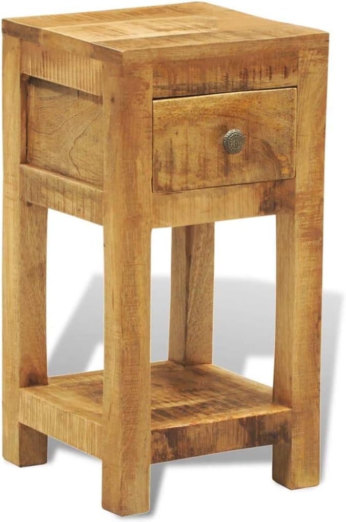 Solid Mango Wood 1 Drawer Side Table N50628