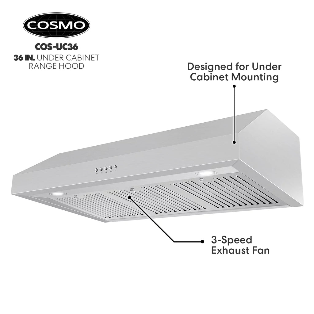 36" 380 CFM Ducted Under Cabinet Range Hood Stainless Steel G1548