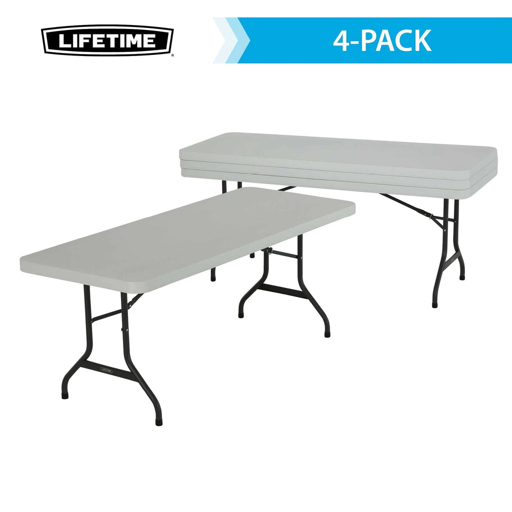White 6 ft. Rectangle Folding Table Set of 4 A5955
