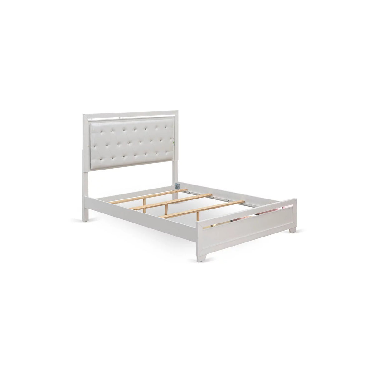 White Wood Queen Bed with Adjustable Slat N209
