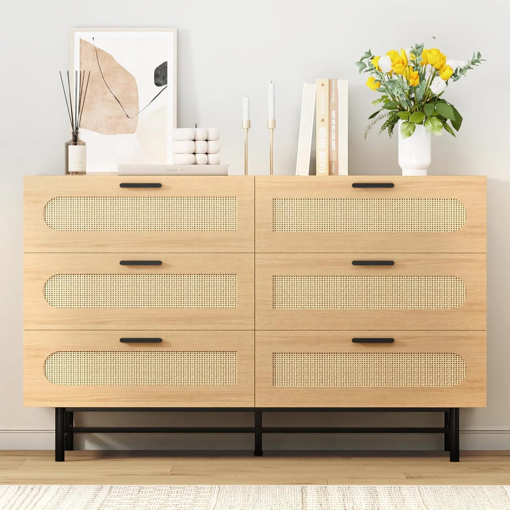 Black 6 Drawer Wood Dresser E9838
