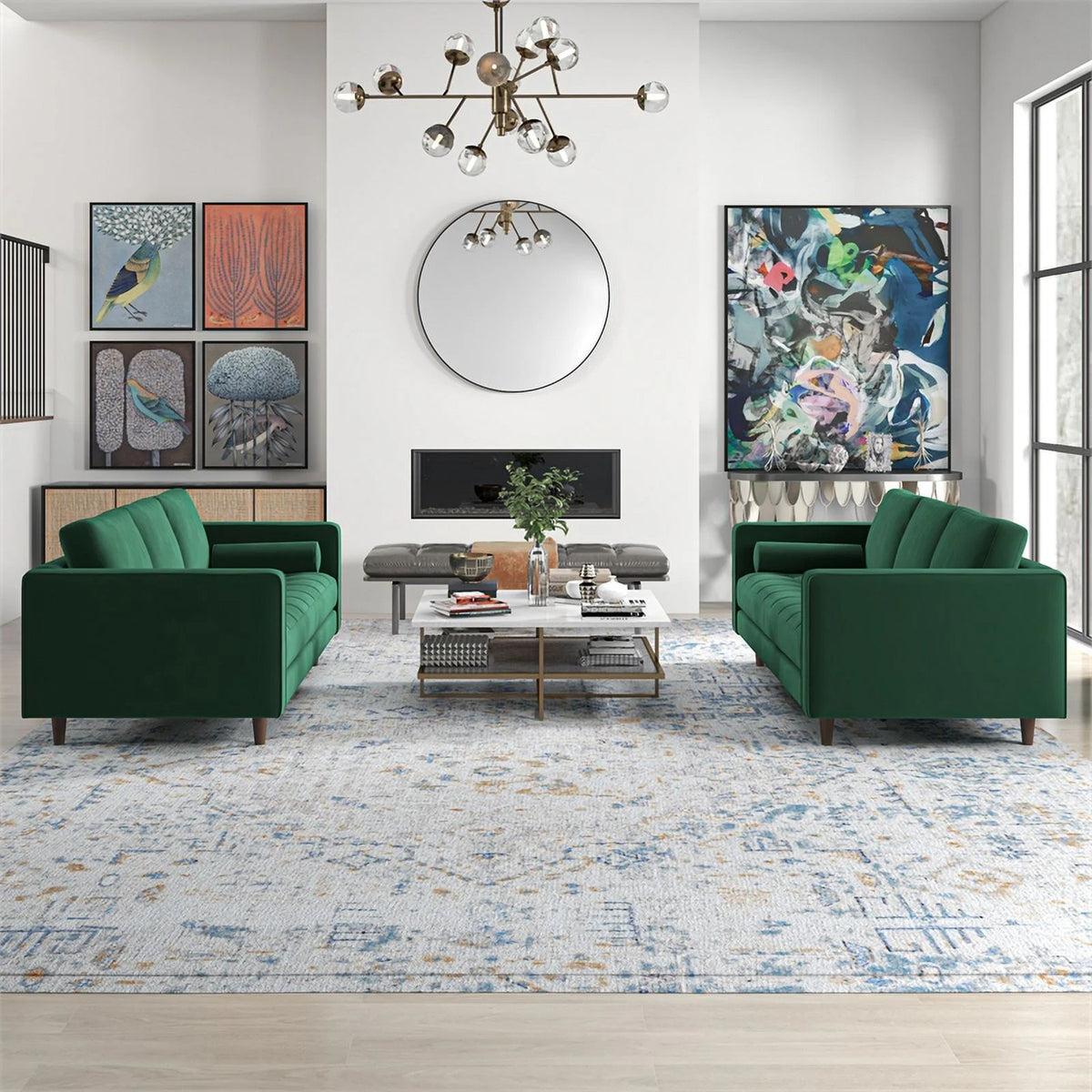 Green Velvet Sofa Set Q934