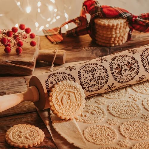 17" Wooden Rolling Pin with Cleaning Brush X990915