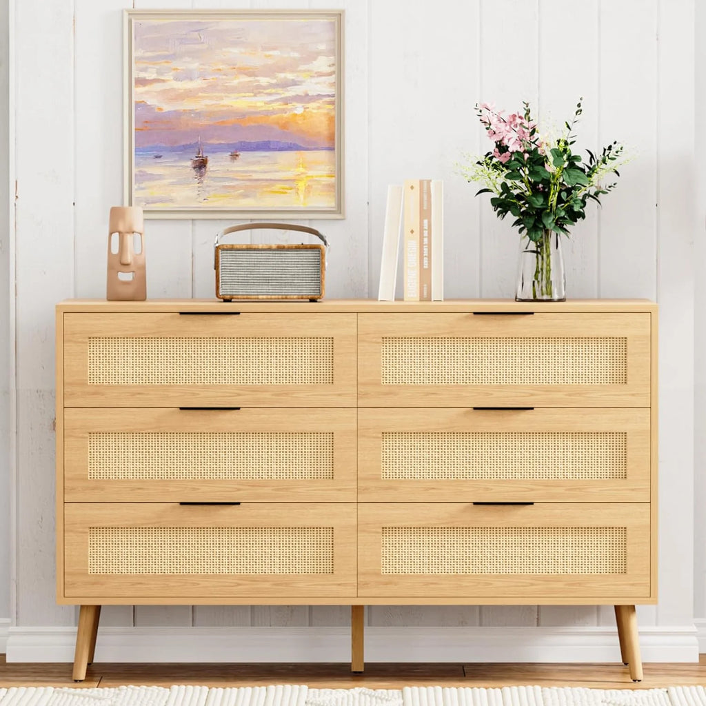 Black 6 Drawer Wood Dresser E9838