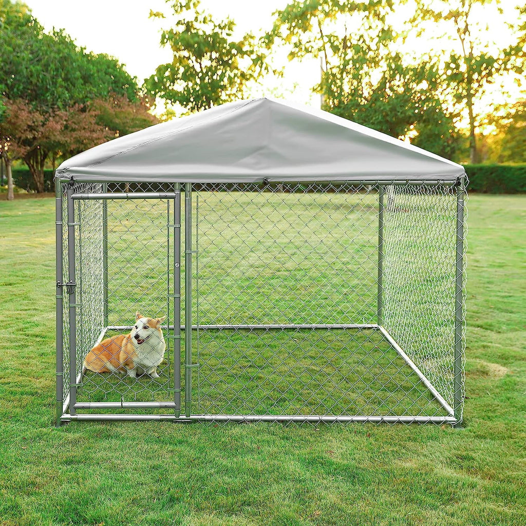 Large Outdoor Dog Kennel with Galvanized Chain Link T400