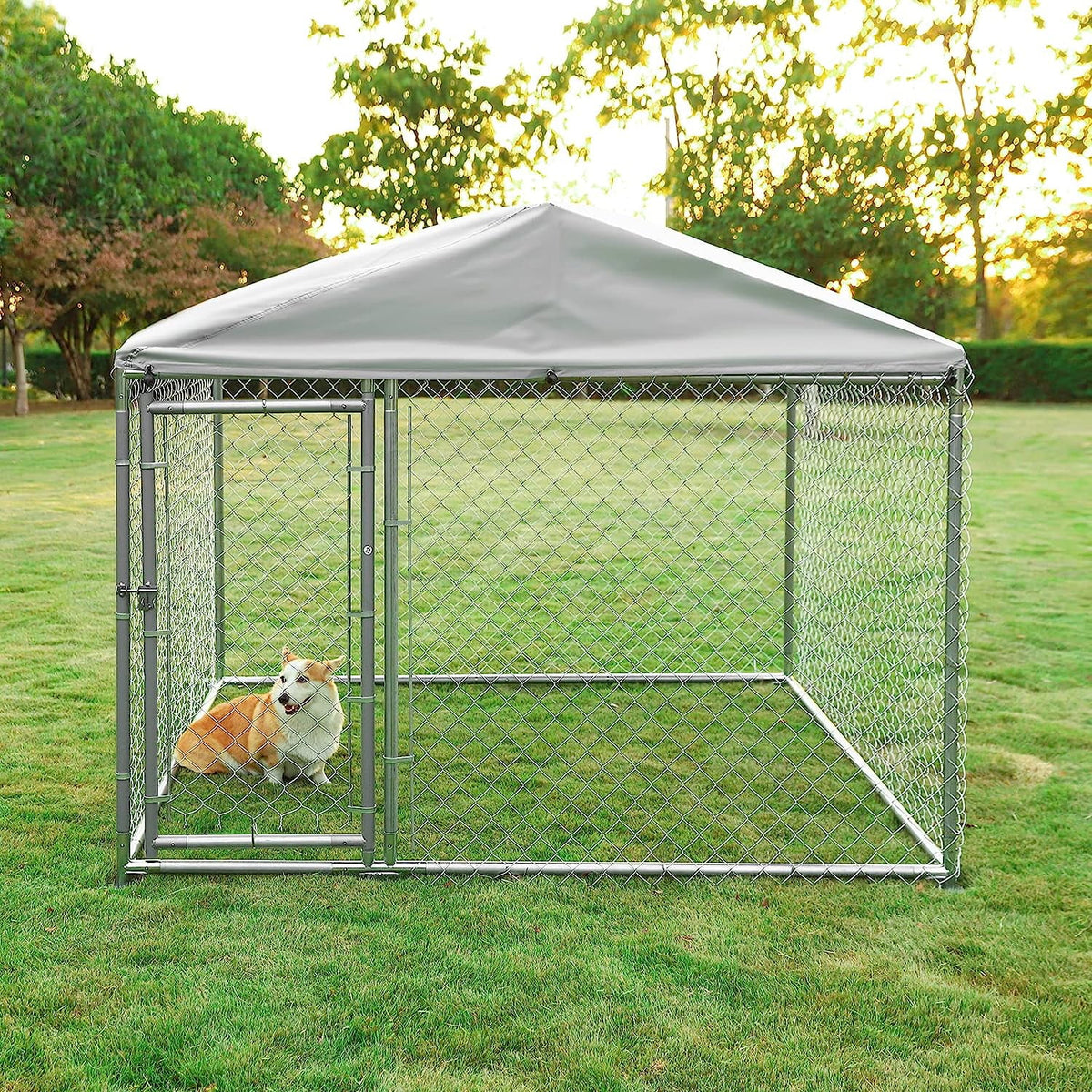 Large Outdoor Dog Kennel with Galvanized Chain Link T400