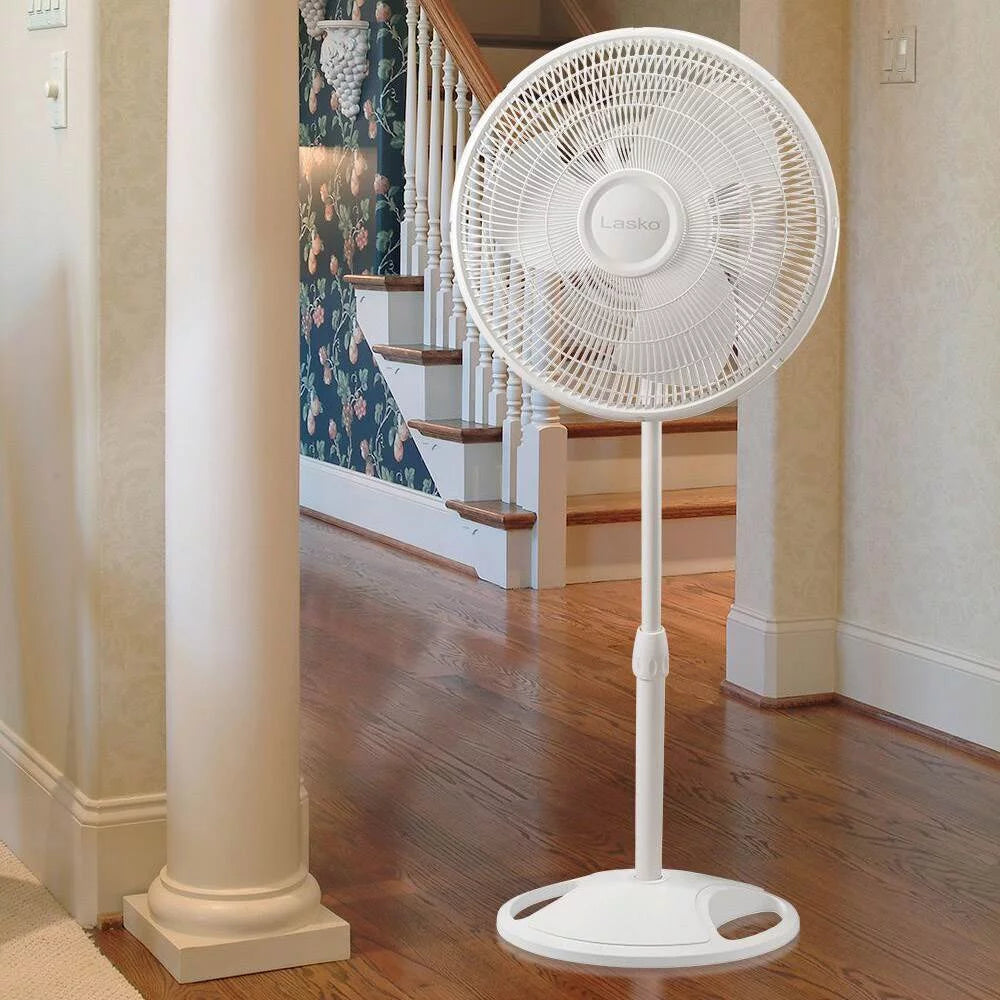 16" 3-Speed Tilting Oscillating Standing Pedestal Fan, White O4521