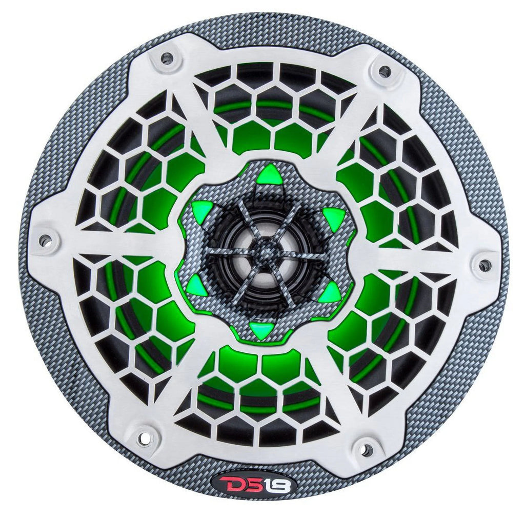 6.5 2-Way Marine Speakers with RGB LED Lights Black Carbon Fiber (Pair) M80514