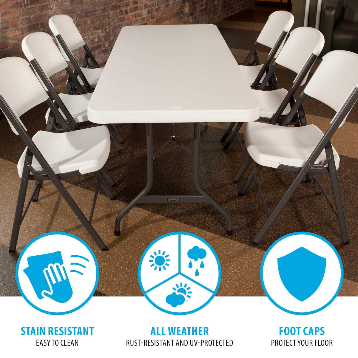White 6 ft. Rectangle Folding Table Set of 4 A5955
