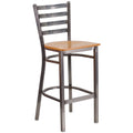Ladder Back Metal Barstool with Natural Wood Seat Z451394