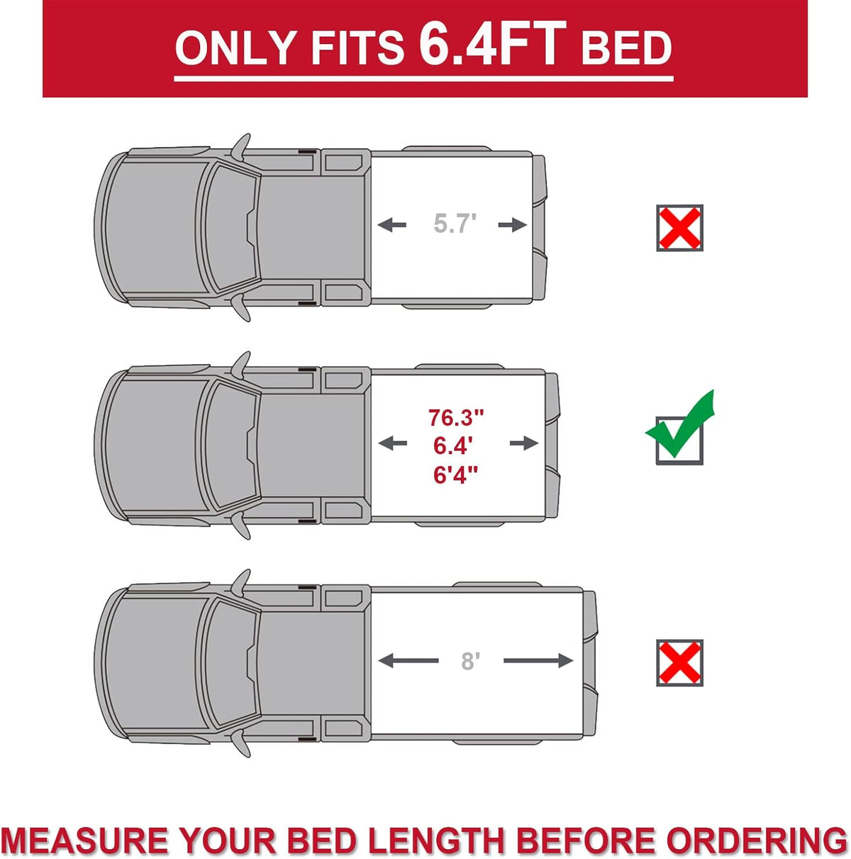 5.7ft Tri-fold Truck Bed Tonneau Cover I8782