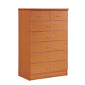 7 Drawer Wooden Dresser Chest with 2 Top Locks, Cherry I4536
