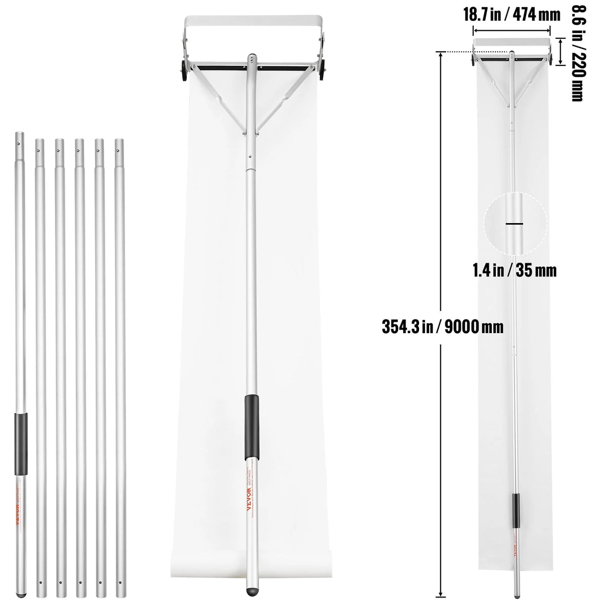 30ft Reach Aluminium Snow Roof Rake A202