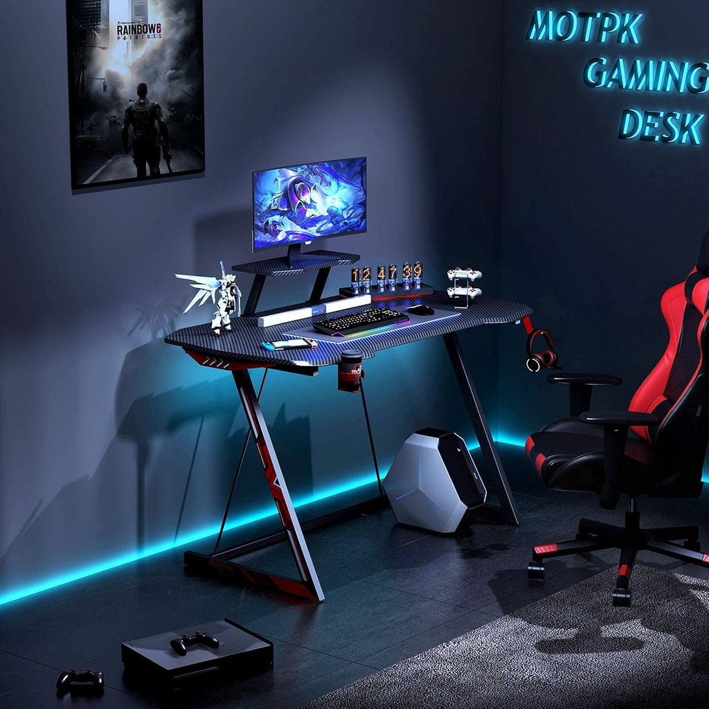 47 inch Black Computer Desk with Monitor Stand Q4596