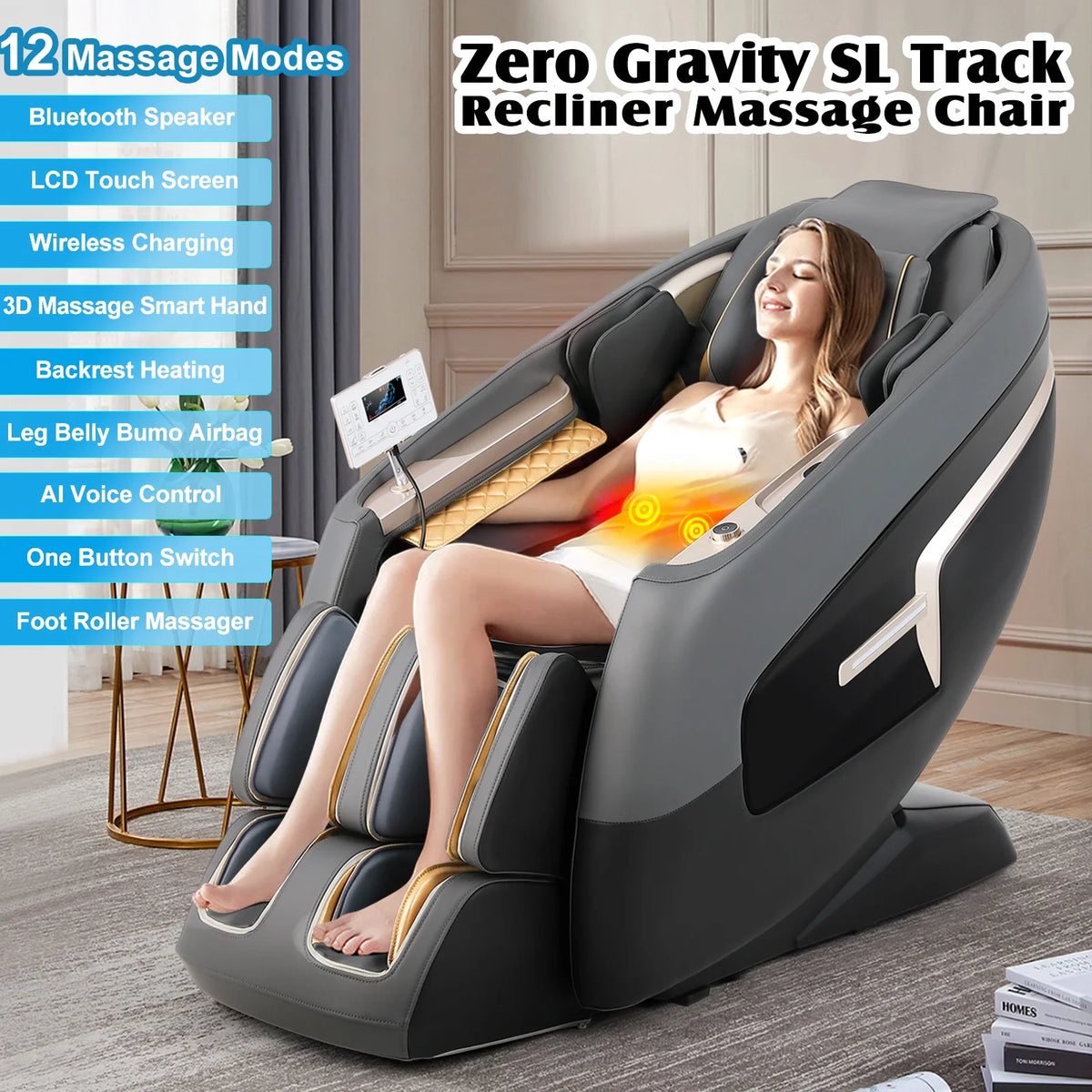 Full Body SL Track Zero Gravity Massage Chair Recliner with 12 Modes H335