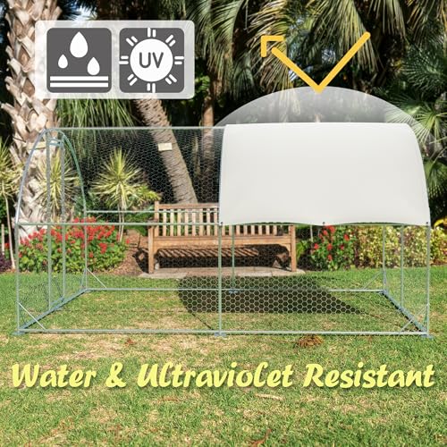Metal Chicken Coop with Run, 19.6'x9.8'x6.4' N465