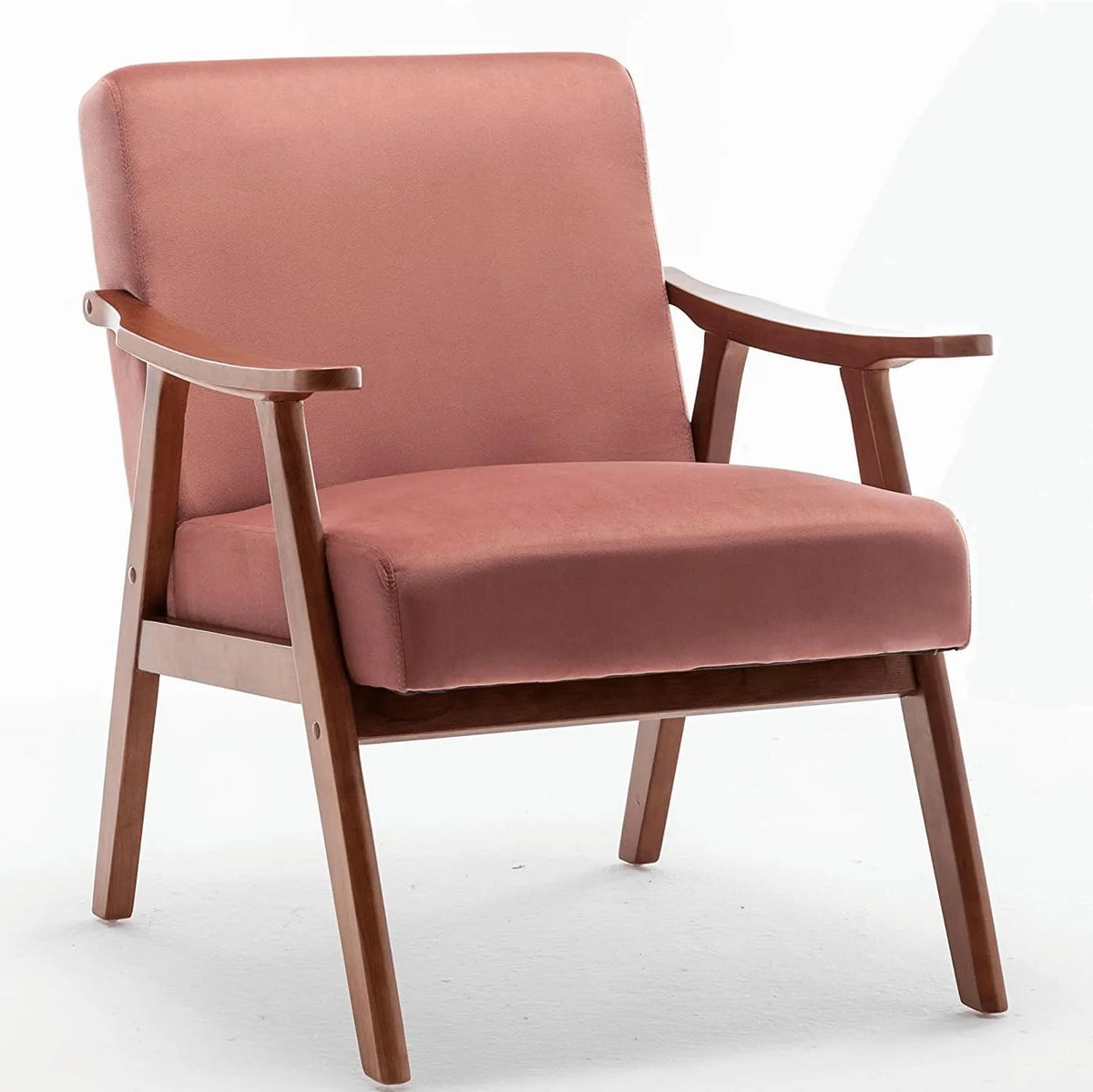 Mid-Century Modern Velvet Accent Chair with Solid Wood Frame G35833