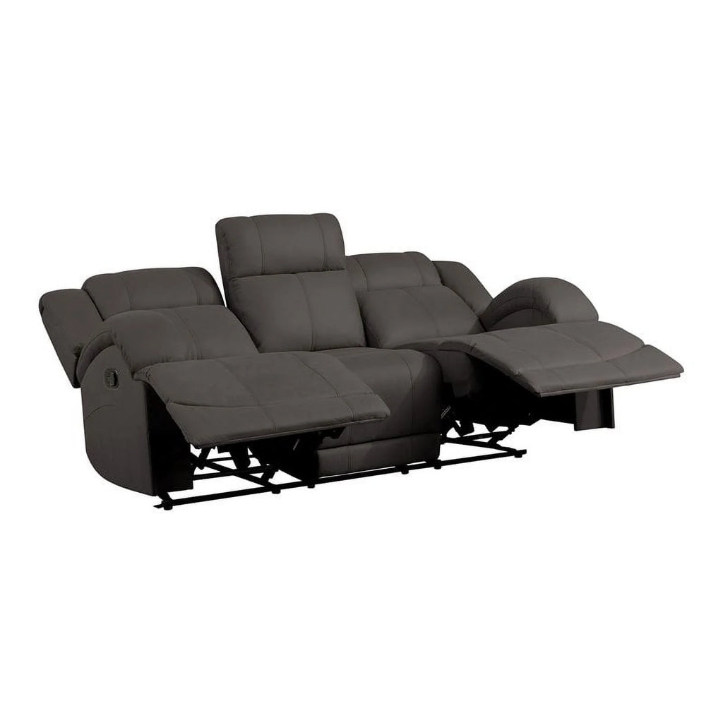 Chocolate Wood & Fabric Double Reclining Sofa X93699