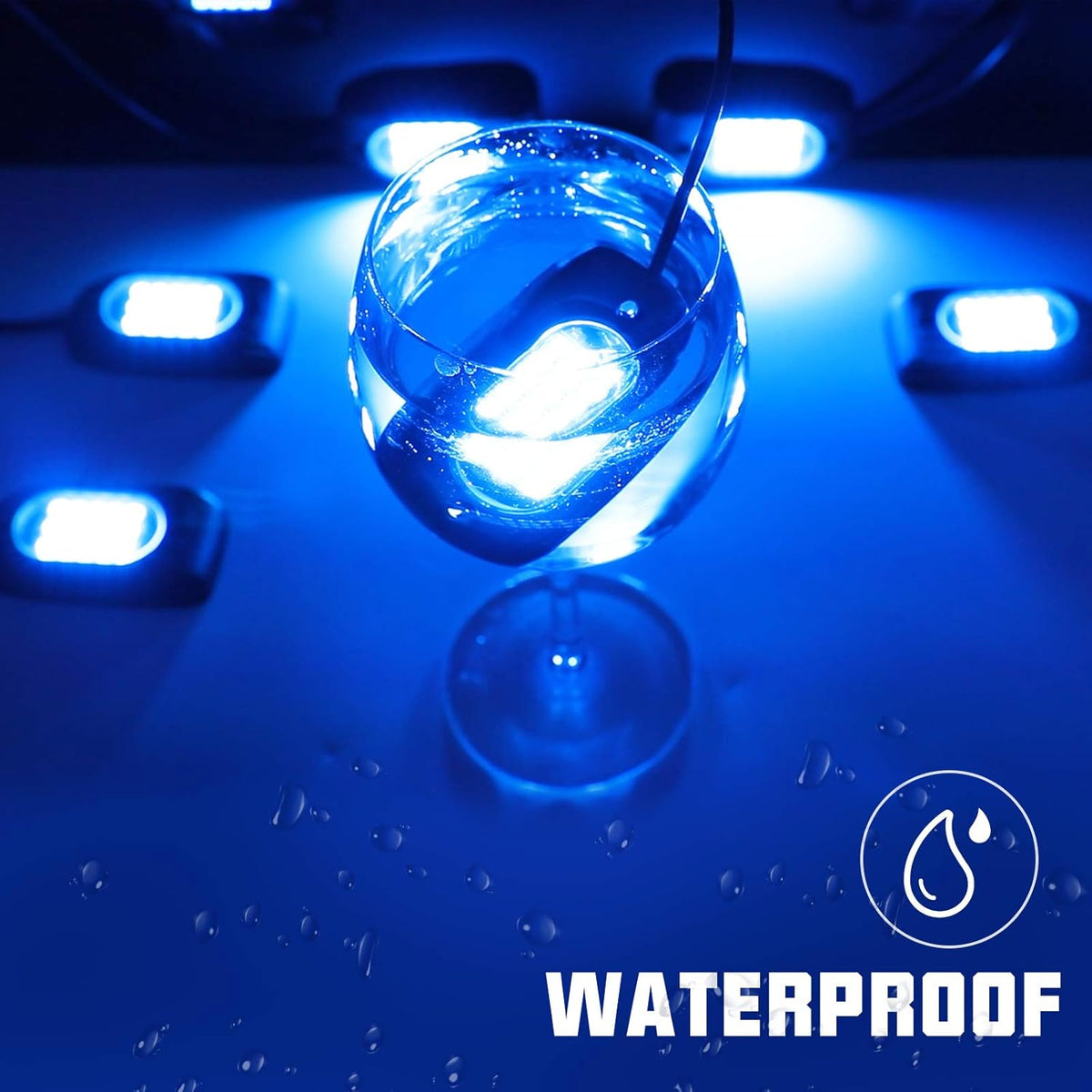 4 Pods RGB LED Rock Lights with Wires, 60LEDs Waterproof Music Mode F8505