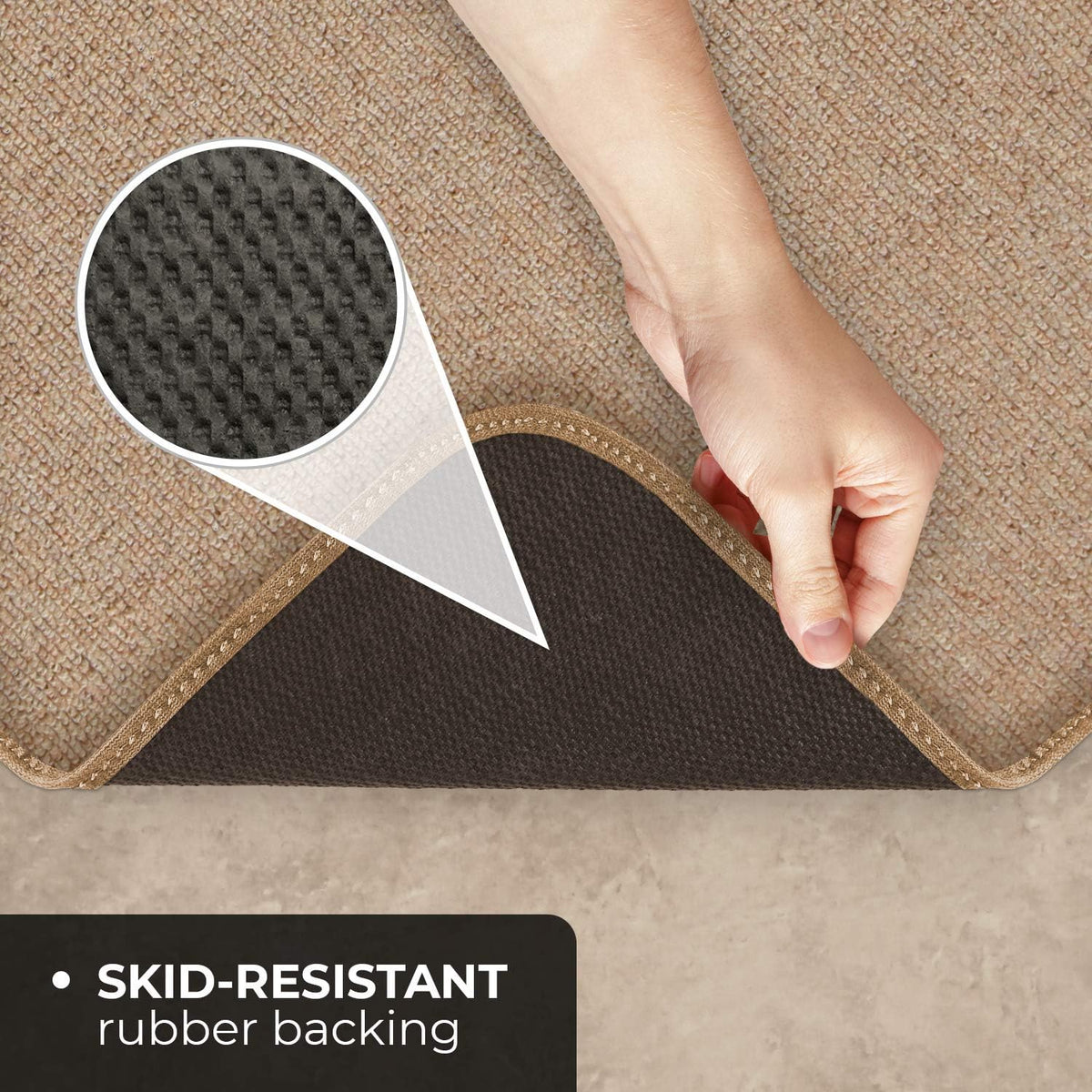 Skid-Resistant Carpet Runner Pebble Beige 12 Feet X 27 Inches K38182
