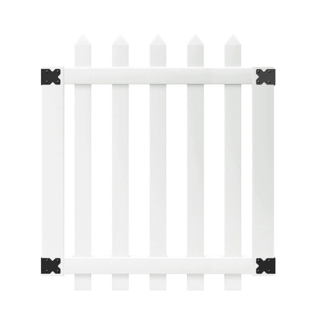 White Vinyl Dog Ear Picket Fence Gate H742