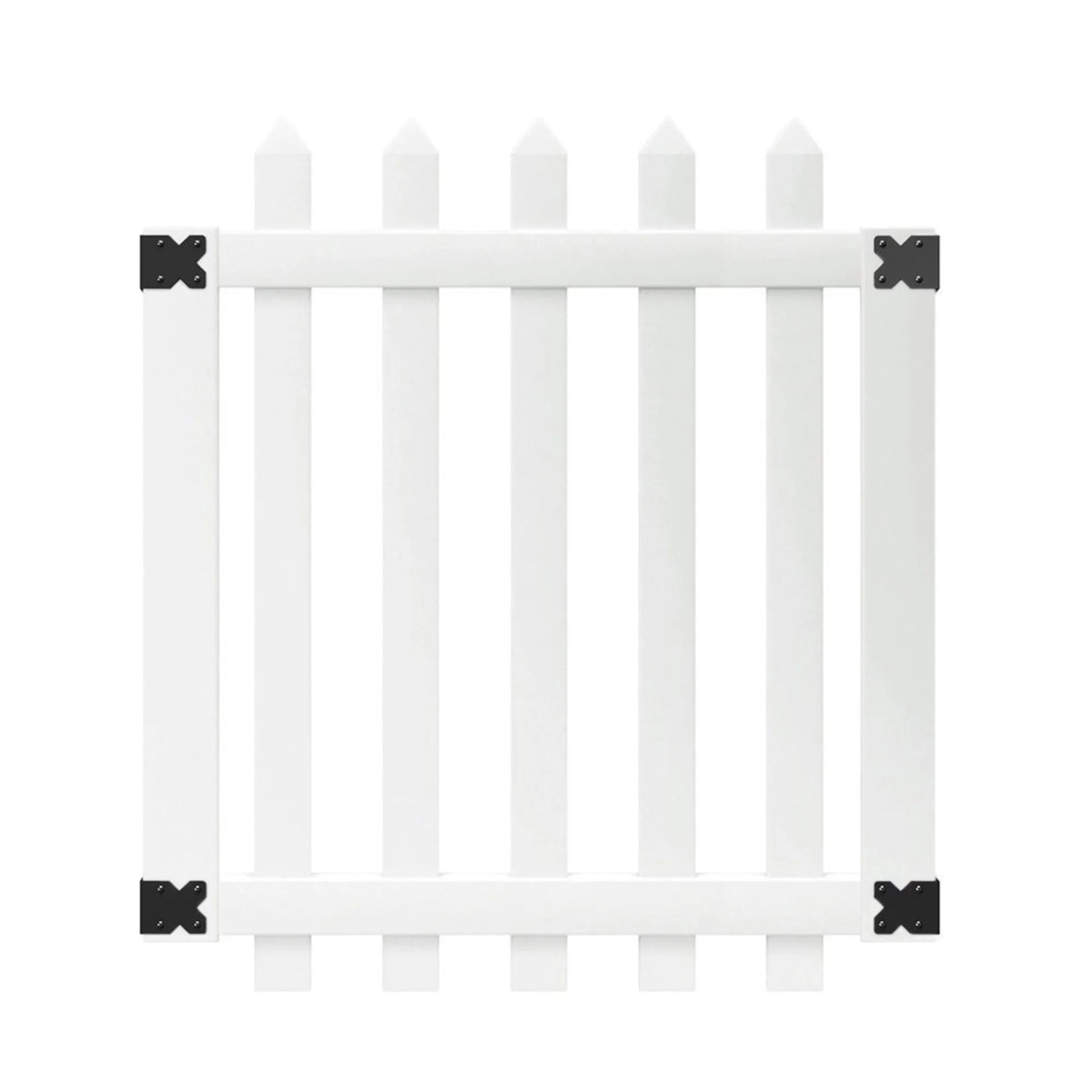 White Vinyl Dog Ear Picket Fence Gate H742