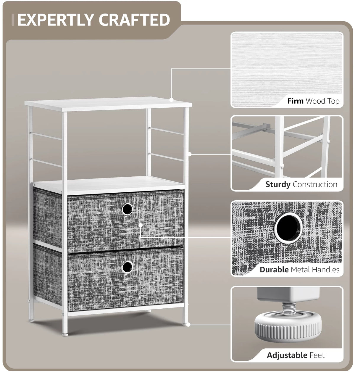 2 Drawer Nightstand with Shelf O45980