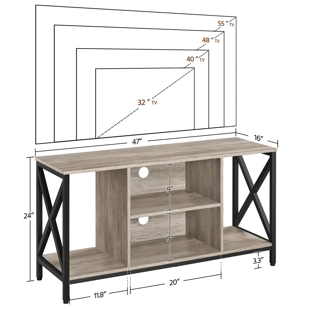 47inch Gray Wooden TV Stand with Storage Z872922