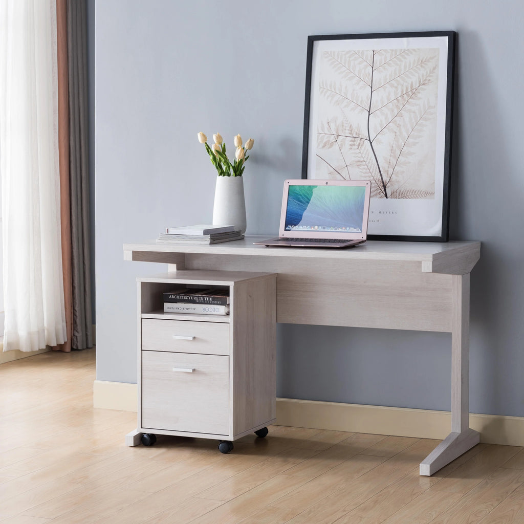47"W White Oak Finish Writing Desk V8834