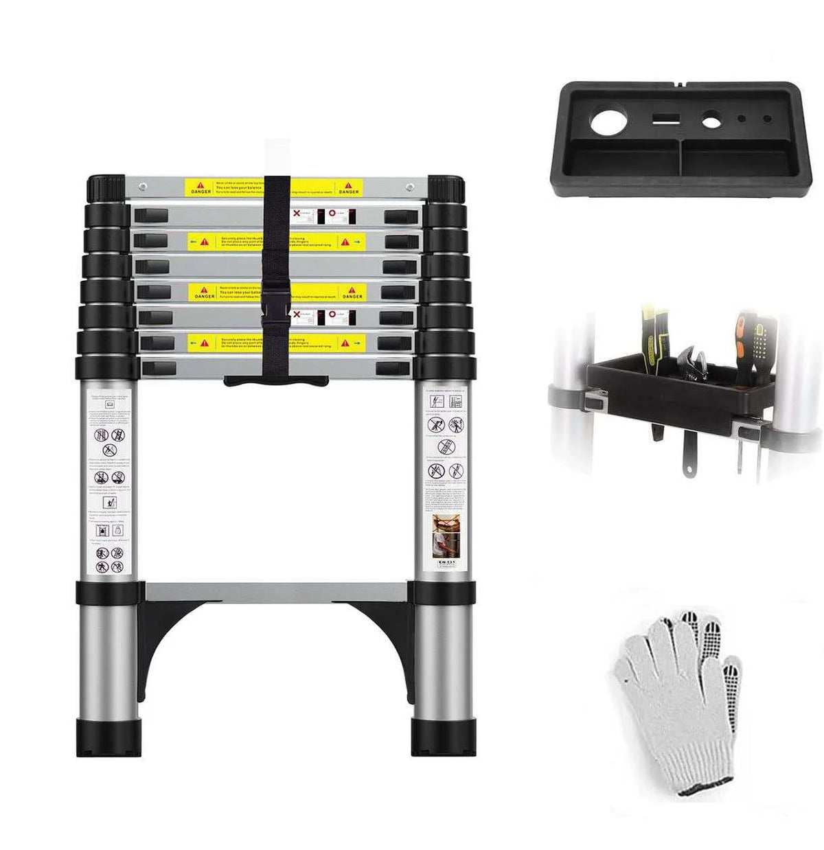 14.5 FT Aluminum Telescoping Extension Ladder 330lbs V141