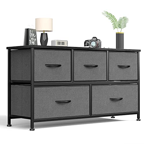 5 Fabric Drawers Dresser with Wood Top P580