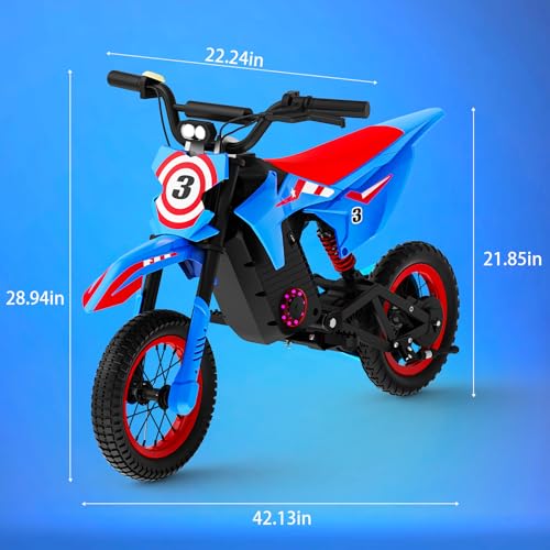 Kids Electric Dirt Bike 25KM/h Adjustable Speed Black T49844