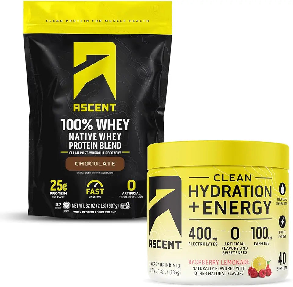 100% Whey Protein Powder Chocolate 2 lb & Electrolytes Raspberry Lemonade 40 Servings R30039