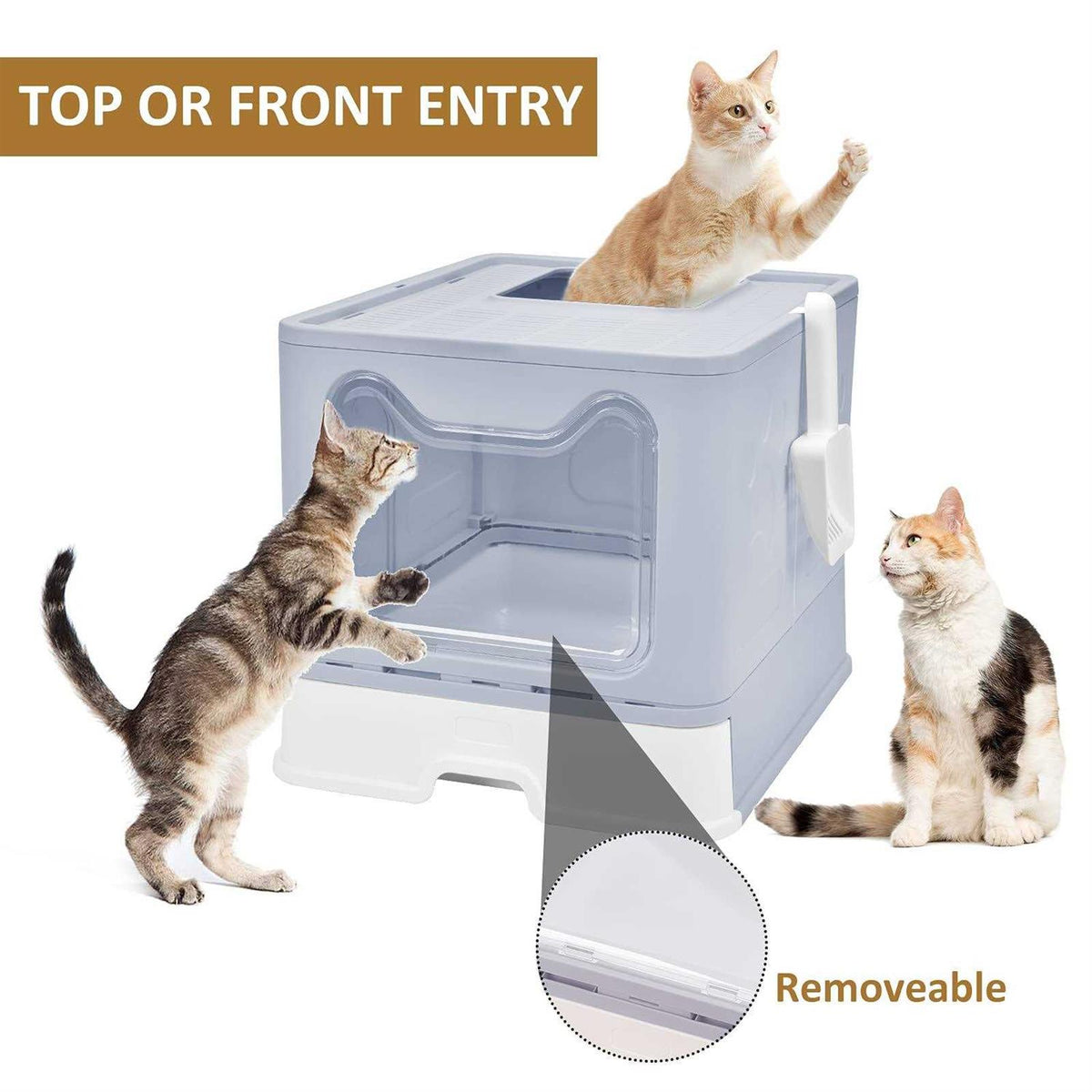 Foldable Cat Litter Box with Lid H243279