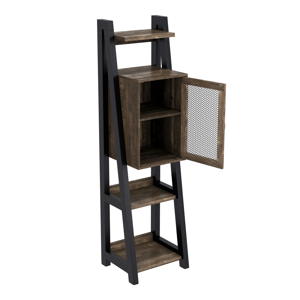 Reclaimed Oak Wood Tower Cabinet with Adjustable Shelf J578712