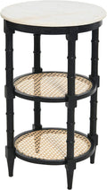 Mango Wood and Woven Cane Side End Table E93676