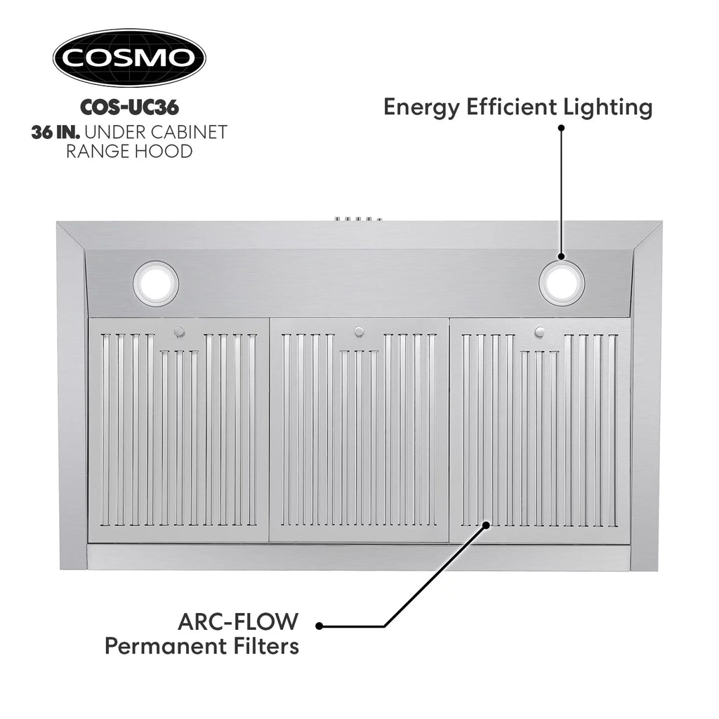 36" 380 CFM Ducted Under Cabinet Range Hood Stainless Steel G1548