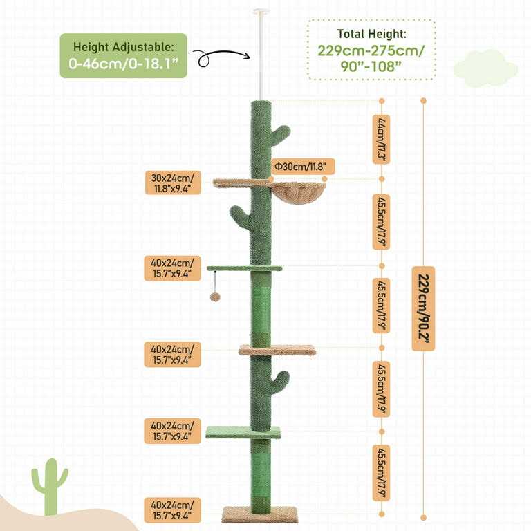 Cactus Cat Tree Floor to Ceiling Cat Tower with Adjustable Height Z846