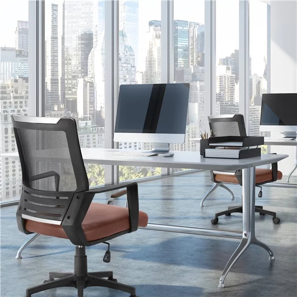Brown Mesh Ergonomic Office Chair with Armrests E345